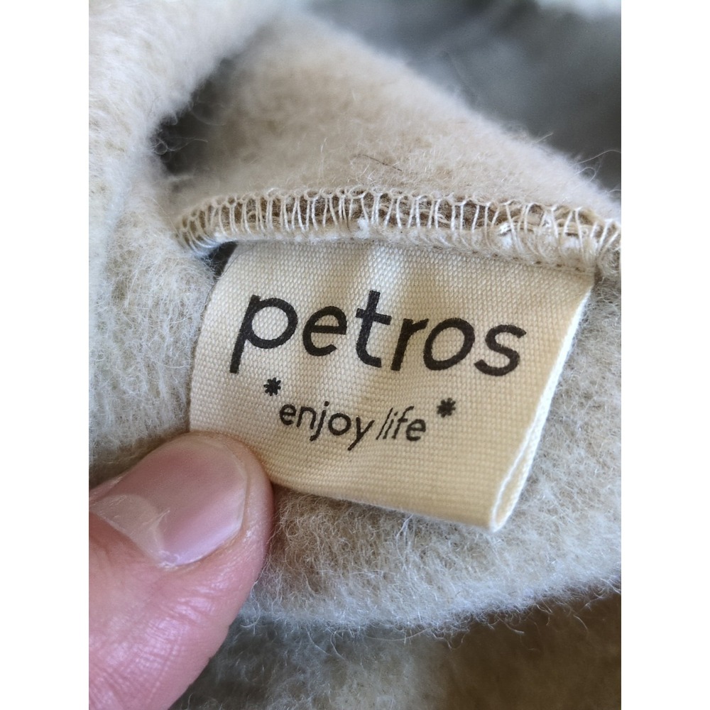 Petros Wool Linen Hoodie Sweater Size Large XL See Measurements Beige Cream - Picture 8 of 12